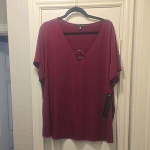 Spenser Jeremy Red Relaxed Short Sleeve Blouse